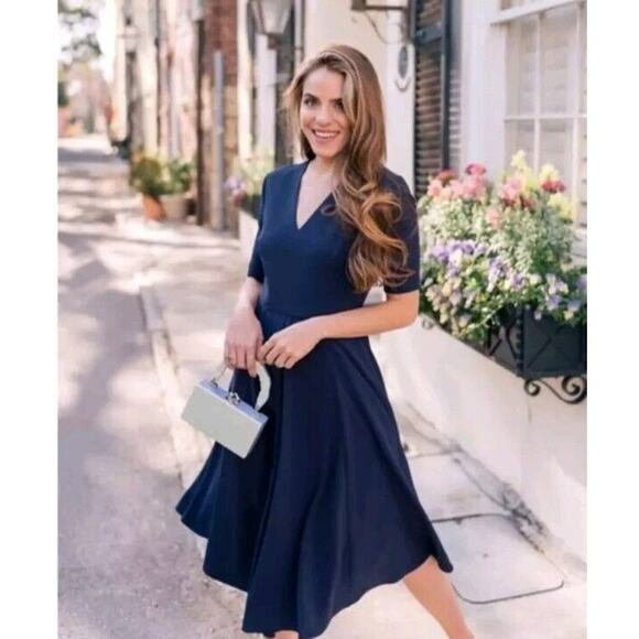 Sz 16 Gal Meets Glam Navy Blue Edith Crepe Dress Lined‎ $178 Nwt - Picture 1 of 14